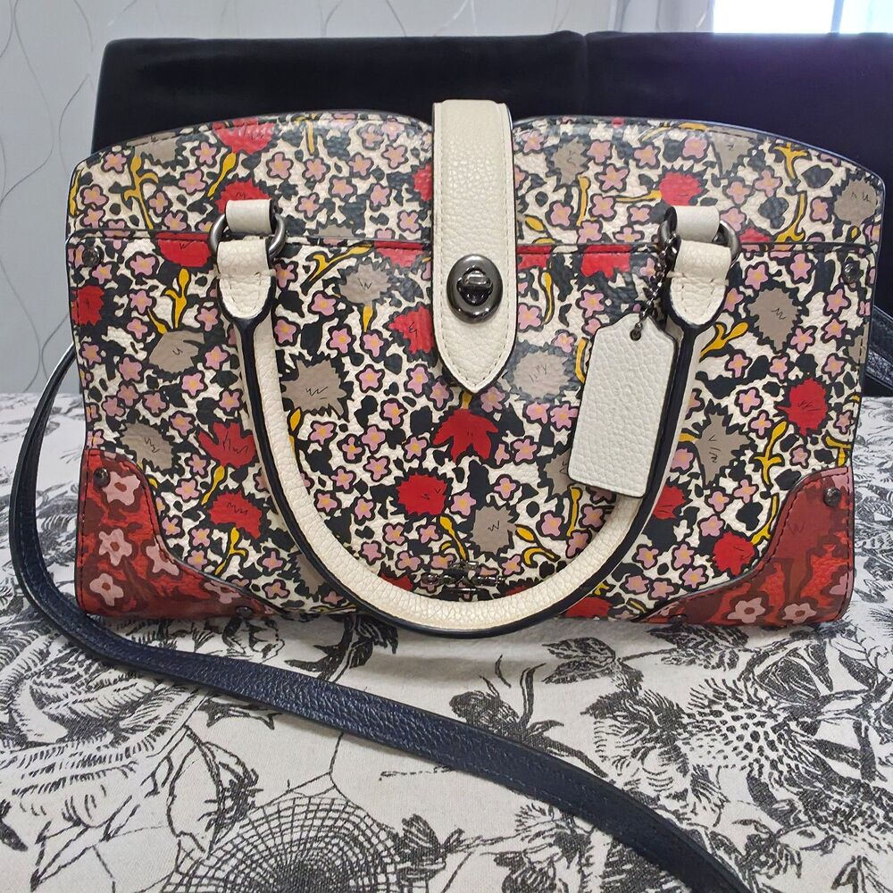Coach Mercer 24 Chalk Yankee Floral Crossbody Satchel Purse